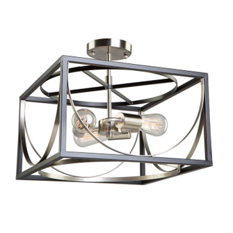 Corona Three Light Semi Flush Mount in Black & Polished Nickel (78|CL15093)