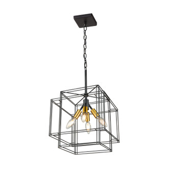 Artisan Four Light Pendant in Black and Brushed Brass (78|AC11734BK)