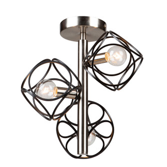 Sorrento Three Light Semi Flush Mount in Matte Black & Satin Nickel (78|AC11563NB)