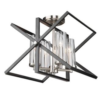 Vissini Four Light Semi Flush Mount in Matte Black & Polished Nickel (78|AC11471)