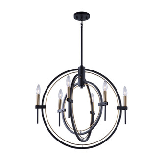 Anglesey Six Light Chandelier in Matte Black & Harvest Brass (78|AC11456)