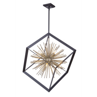 Sunburst Eight Light Chandelier in Matte Black & Satin Brass (78|AC11440)