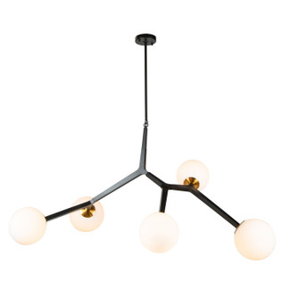 Ravello Five Light Pendant in Black & Harvest Brass (78|AC10975VB)