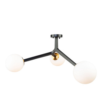 Ravello Three Light Pendant in Black & Harvest Brass (78|AC10973VB)