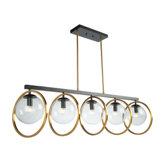 Lugano Five Light Island Pendant in Black & Vintage Brass (78|AC10896VB)