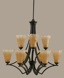 Zilo Nine Light Chandelier in Matte Black (200|569-MB-720)