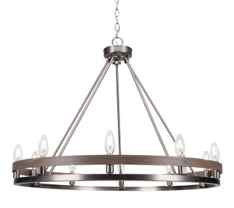 Belmont Ten Light Chandelier in Graphite & Distressed Wood (200|2710-GPDW)