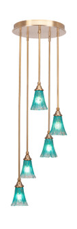 Empire Five Light Pendalier in New Age Brass (200|2145-NAB-725)