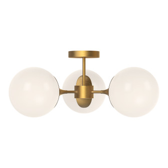 Nouveau Three Light Semi-Flush Mount in Aged Gold/Opal Matte Glass (452|SF505326AGOP)