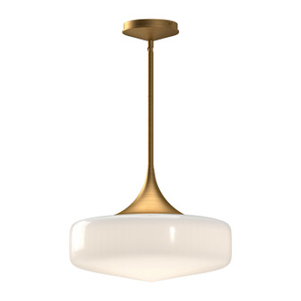 Lincoln One Light Pendant in Aged Gold/Glossy Opal Glass (452|PD440814AGGO)