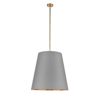 Calor Three Light Pendant in Gray Linen With Gold Parchment/Vintage Brass (452|PD311025VBGG)