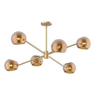 Willow Six Light Chandelier in Brushed Gold/Copper Glass (452|CH548637BGCP)