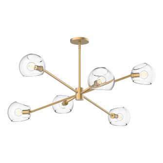 Willow Six Light Chandelier in Brushed Gold/Clear Glass (452|CH548637BGCL)