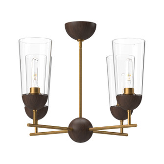 Emil Four Light Chandelier in Aged Gold/Walnut (452|CH542324AGWT)