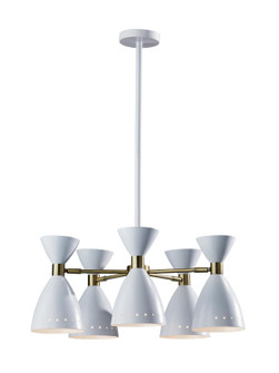 Oscar Five Light Pendant in White W. Antique Brass (262|4280-02)