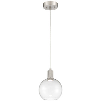 Port Nine Burgundy LED Pendant in Brushed Steel (18|63142LEDD-BS/CLR)