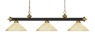 Riviera Three Light Billiard in Bronze + Satin Gold (224|200-3BRZ+SG-AGM14)