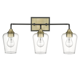 Gladys Three Light Vanity in Antique Brass and Black (106|IN40082BK)