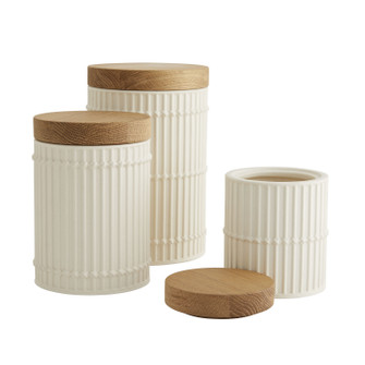 Palm Canister, set of 3 in Matte Ivory (314|DW1000)