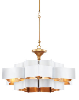 Grand Lotus Six Light Chandelier in Sugar White/Contemporary Gold Leaf (142|9000-0857)