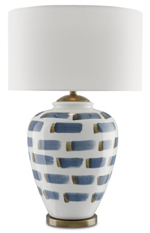 Brushstroke Blue & White Table Lamp One Light Table Lamp in White/Blue/Antique Brass (142|6000-0019)