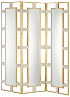 Camille Collection Mirror in Cream/Brushed Brass/Mirror (142|1000-0084)