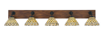Oxbridge Five Light Bathroom Lighting in Matte Black & Painted Wood-look (200|1775-MBWG-9415)