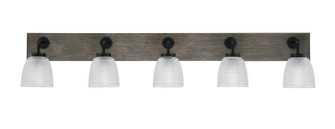 Oxbridge Five Light Bathroom Lighting in Matte Black & Painted Distressed Wood-look (200|1775-MBDW-500)