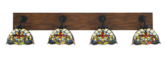 Oxbridge Four Light Bathroom Lighting in Matte Black & Painted Wood-look (200|1774-MBWG-9365)