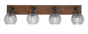 Oxbridge Four Light Bathroom Lighting in Matte Black & Painted Wood-look (200|1774-MBWG-5110)