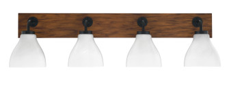 Oxbridge Four Light Bathroom Lighting in Matte Black & Painted Wood-look (200|1774-MBWG-4761)
