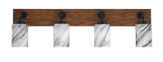 Oxbridge Four Light Bathroom Lighting in Matte Black & Painted Wood-look (200|1774-MBWG-3009)