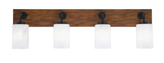 Oxbridge Four Light Bathroom Lighting in Matte Black & Painted Wood-look (200|1774-MBWG-3001)
