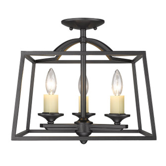 Athena Three Light Semi-Flush Mount in Natural Black (62|3072-SF NB)
