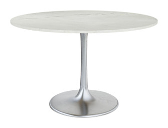 Gotham Dining Table in White, Silver (339|109444)