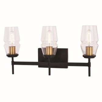 Warren Three Light Vanity in Matte Black and Brushed Brass (63|W0393)