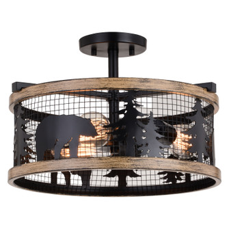 Kodiak Three Light Semi-Flush Mount in Black/Burnished Teak (63|C0263)