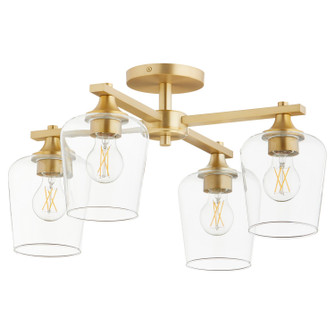 Veno Four Light Ceiling Mount in Aged Brass (19|358-4-80)