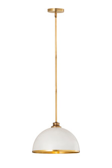 Landry One Light Pendant in Matte White + Rubbed Brass (224|1004P14-MW-RB)