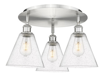Ballston Three Light Flush Mount in Satin Nickel (405|516-3C-SN-GBC-84)