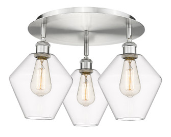 Ballston Three Light Flush Mount in Satin Nickel (405|516-3C-SN-G652-8)