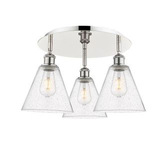 Ballston Three Light Flush Mount in Polished Nickel (405|516-3C-PN-GBC-84)