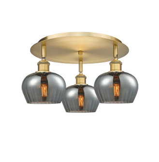 Downtown Urban Three Light Flush Mount in Brushed Brass (405|516-3C-BB-G93)