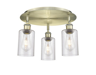 Ballston Three Light Flush Mount in Antique Brass (405|516-3C-AB-G804)