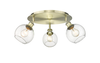 Ballston Three Light Flush Mount in Antique Brass (405|516-3C-AB-G122-6)