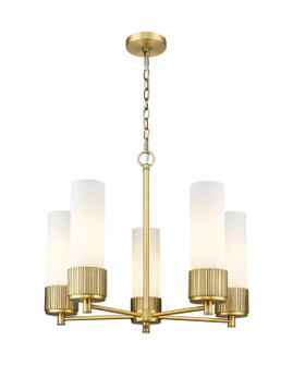 Downtown Urban Five Light Chandelier in Brushed Brass (405|428-5CR-BB-G428-12WH)