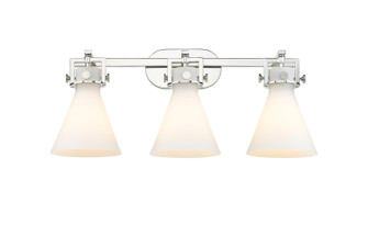 Downtown Urban Three Light Bath Vanity in Polished Nickel (405|411-3W-PN-G411-7WH)