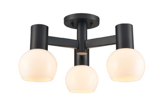 Lillooet Three Light Semi-Flush Mount in Ebony With True Opal Glass (214|DVP49412EB-TO)