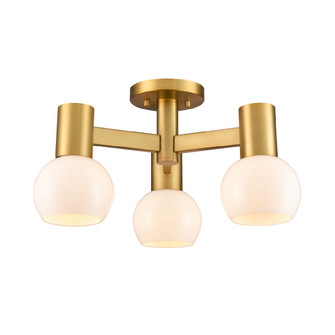 Lillooet Three Light Semi-Flush Mount in Brass With True Opal Glass (214|DVP49412BR-TO)