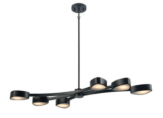 Northen Marches Six Light Linear Pendant in Ebony With Half Opal Glass (214|DVP45402EB-OP)